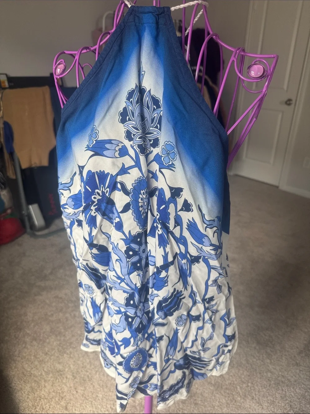 Venus Blue and White Floral Halter Neck top